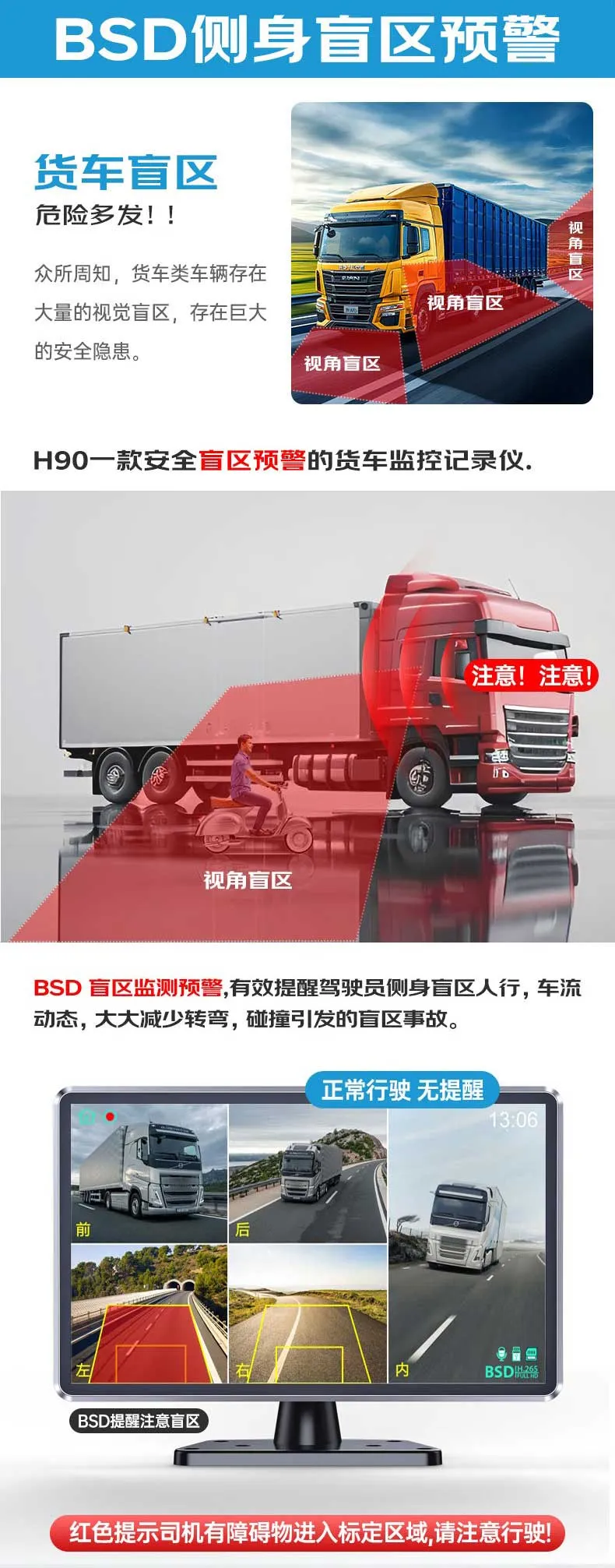 卡仕特H90D 五路盲区监测记录仪